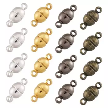 50 Sets Mixed Color Round Brass Magnetic Clasps Hooks Oval Jewelry Clasps Necklace Bracelet Connectors for Jewelry Making 11x5mm