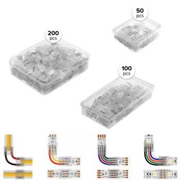 50 шт. 100 шт. 200 шт. FCOB прозрачный беспаечный разъем DIM CCT RGB WS2811 WS2812B WS2815 5050 RGBW RGBCCT SMD светодиодная лента