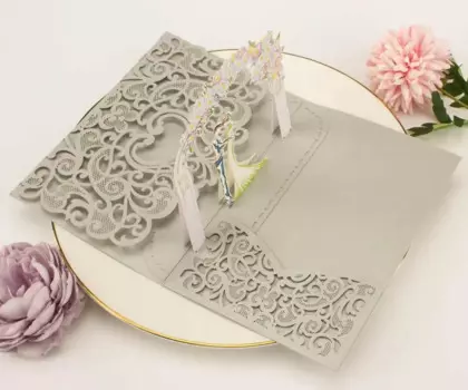 50 шт. 3D пригласительные свадебные пригласительные открытки pocketfold трехслойная открытка лазерная резка карманные поздравительные открытки для вечеринки