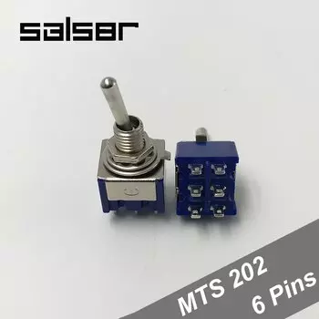 (50 шт.) 6-миллиметровый 2-позиционный 6-контактный тумблер 6A/125V 3A/250V Клавишные переключатели для двигателя автомобиля лодки MTS 202 AC ON-ON