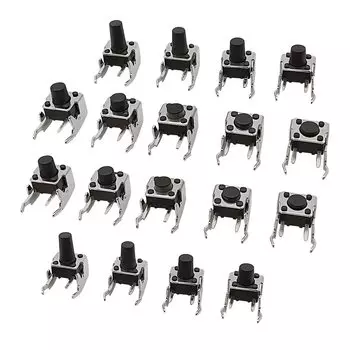 50 шт. 6x6x4,3 ~ 10 мм панель PCB мгновенный тактовый кнопочный переключатель Микро-переключатель прямой угол с палаткой