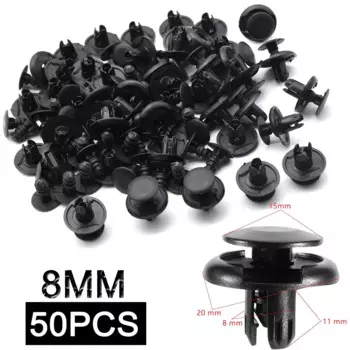 50 шт., 8 мм, 6 мм, черные пластиковые зажимы для автомобильного бампера, застежка, пряжка, внутренняя отделка, дверной вкладыш, фиксированный зажим, подходит для Toyota