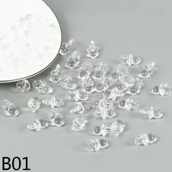 50 шт. акриловые прозрачные соски голубой/розовый для изготовления украшений