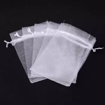 50 шт. белые органзовые сумки BOOMCOOL 7x9 9x12 11x16 13x18 см