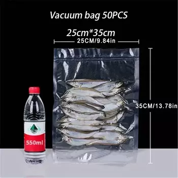 50 шт., без бисфенола А, вакуумные пластиковые пакеты для пищевых продуктов, герметичный пакет для консервации пищевых продуктов, бытовой многоразовый вакуумный пакет для упаковывания