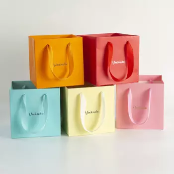 50 шт., бумажные пакеты-тоуты с ручками, 15 х15х15 см