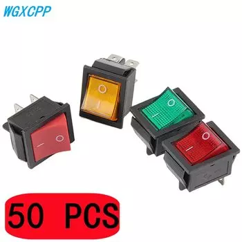 50 шт., KCD4, кулисный выключатель питания, 2/3-позиционный, 4/6 контактов, электрооборудование с выключателем света, 16 А, 250 В переменного тока/20 А, 125 В переменного тока