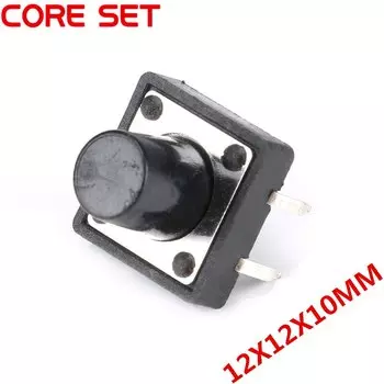 50 шт./лот, 12x12x10 мм, сенсорная кнопка, микропереключатель, прямой штекер, самосброс, 12*12*10 мм, кнопки DIP 4PIN