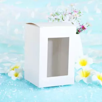 50 шт./лот-7*7*14 см белая бумажная Подарочная коробка с ПВХ окном для упаковки/защиты подарочных игрушек Роскошная подарочная коробка для хранения игрушек