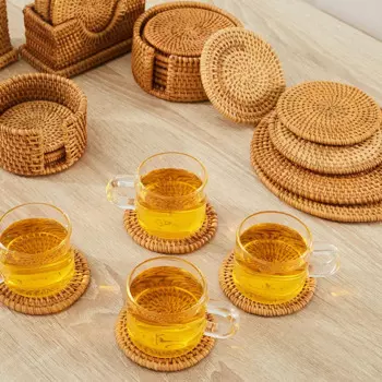 50 шт./лот подставки под столовые подставки кухонные коврики из ротанга подставки под чаши коврики для вкладышей изоляционный коврик круглые подставки ручной работы