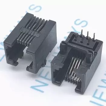 50 шт./лот Rj11 розетка Rj12 телефон 90 градусов 6-контактный Кристальный Женский Разъем 95001-6P6C