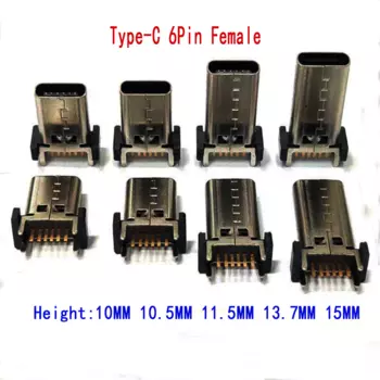 50 шт. микро-USB разъем 3.1 Type-C 6-контактный разъем 180 градусов прямой для магнитной Зарядки нескольких портов для зарядки