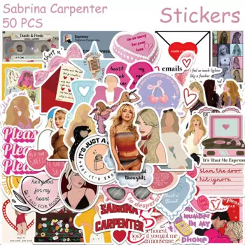 50 шт., наклейки PickJoy Sabrina Carpenter розовые