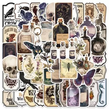 50 шт., наклейки PickJoy, виниловые, темные, эстетические