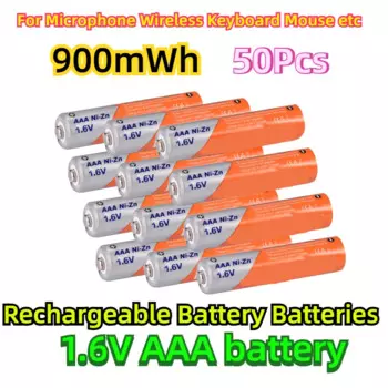 50 шт., перезаряжаемые батарейки AAA 1,6 МВт/ч