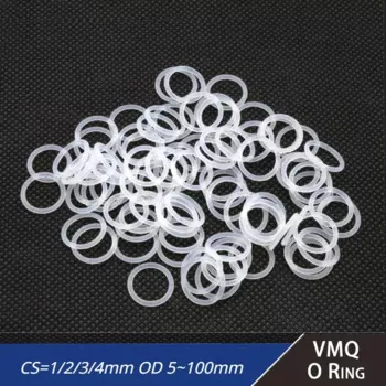 50 шт. уплотнительное кольцо VMQ толщиной CS 1/2/3/4 мм, белые резиновые уплотнительные кольца, наружный диаметр 5-100 мм, термостойкое пищевое силиконовое уплотнительное кольцо