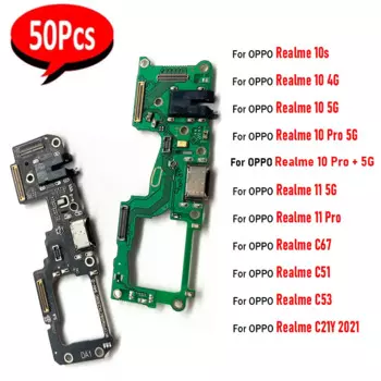 50 шт., USB-разъем для зарядки микрофона, док-разъем, гибкий кабель для OPPO Realme 10 4G 10 Pro Plus 5G 10S 11 5G C67 C51 C53