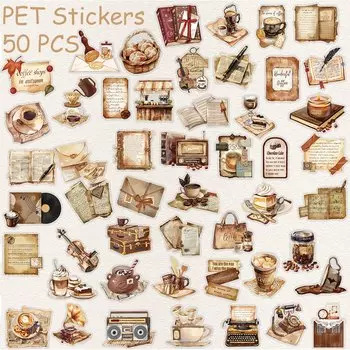 50 шт., винтажные прозрачные наклейки PickJoy