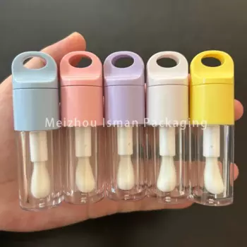 50 шт. желтый, фиолетовый, белый, розовый, синий, брелок уникальной формы, прозрачные тюбики для блеска для губ с большой кистью для упаковки косметики, 5 мл