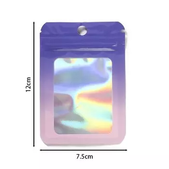 50 Упаковок Утолщенных Пластиковых Пакетов На Молнии С Градиентом, Голографический Лазер AB, Цветные Ювелирные Изделия