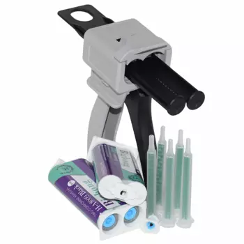 50ml 1:1 Glue Gun and 2pcs 1:1 Epoxy Resin Adhesive 50ml Black Structural AB Glue Strong Adhesives with 5pc Static Mixing Nozzle