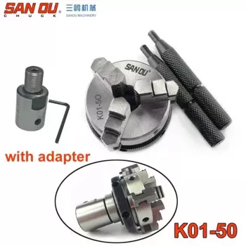 50mm 2" LATHE Chuck 3 Jaw Manual mini Self-Centering Chuck Sanou K01-50 & 8mm 10mm 12mm inner diameter Connecting rod Connector