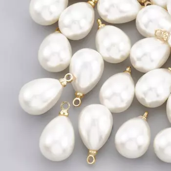 50pcs ABS Plastic Imitation Pearl Teardrop Pendants with Brass Findings For Earrings Necklace Jewelry Making Accessories Crafts