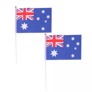 50pcs Australia Hand Held Stick Flags Mini Polyester Banners for Party Sports Events Festivals Parade Lightweight Desk Decor
