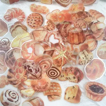 50pcs Baking Bread Transparent PET Stickers Decals For Phone Laptop Refrigerator Suitcase DIY Aesthetic Waterproof Stickers