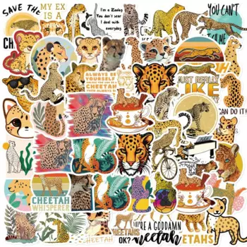 50PCS Cartoon Cheetah Cool Stickers Aesthetic Decoration DIY Car Laptop Phone Luggage Bike Toy Graffiti Decal Sticker for Kid