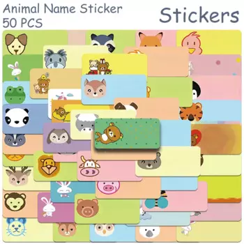 50pcs Cartoon Cute Animals Name Stickers Decals For Phone Laptop Suitcase Skateboard Scrapbook Aesthetic Waterproof Stickers