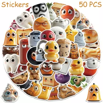 50pcs Cartoon Cute Realistic Characters Stickers Decals For Phone Scrapbook Luggage Skateboard DIY Aesthetic Waterproof Stickers