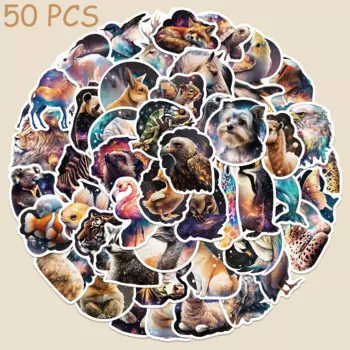 50pcs Dreamy Animal Butterful Tiger Stickers Cartoon Aesthetic Decals For Laptop Skateboard Suitcase Guitar Waterproof Stickers