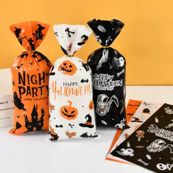 50Pcs Halloween Candy Bags Scary Pumpkin Ghost Witch Candy Cookie Packaging Bags Trick Or Treat Gift Bags Halloween Party Decor