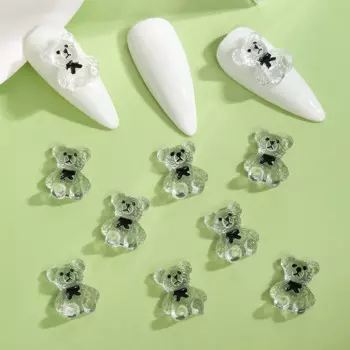 50pcs/lot nail charms crystal bear cute kawaii designs DIY manicure accessories nail art supplies ongle rhinestones decoration