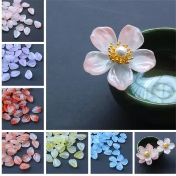 50pcs/lot new creative glass leaves petals charm beads connectors for diy earrings hairpin jewelry making accessories