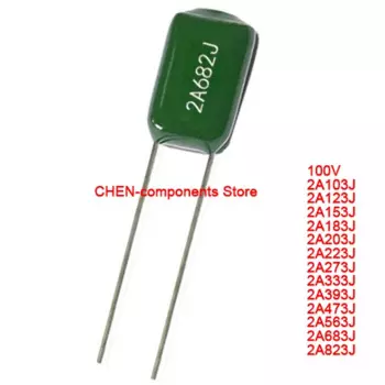50PCS Polyester film capacitor 100V 2A103J 2A123J 2A153J 2A183J 2A203J 2A223J 2A273J 2A333J 2A393J 2A473J 2A563J 2A683J 2A823J