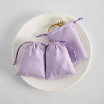 50pcs Purple Jewelry Gift Pouch Wedding Favors Packaging Drawstring Flannel Suede Ring Earings Oil Bracelet Small Chic Candy Bag