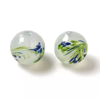 50Pcs Round Lampwork Beads 12.5x12mm Rondelle Handmade Glass Loose Beads for DIY Bracelet Necklace Jewelry Crafts Making