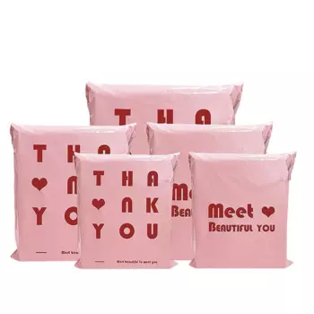 50Pcs THANK YOU Express Bag Pink Plastic Shipping Mailing Bags Self Seal Adhesive Courier Envelope Business Gift Packing Pouches