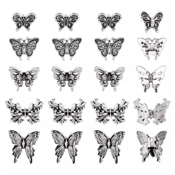 50Pcs Tibetan Style Alloy Butterfly Charms Antique Silver Color For Jewelry Making DIY Bracelet Necklaces Craft Accessories