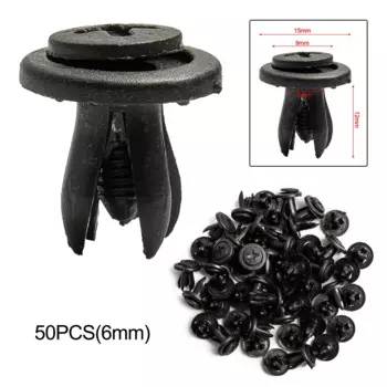 50x Auto Body 6mm Hole Dia Plastic Rivets Fastener Fender Bumper Push Pin Clip Universal Fasteners Clip Interior Accessories