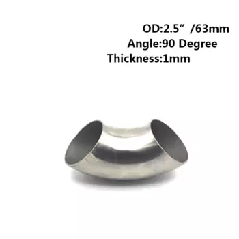 51 мм 60 мм 63 мм 76 мм OD санитарная стыковая сварка 90 градусов колено изгиб трубы 304 Нержавеющая сталь выхлопная труба автомобиля глушитель сварная труба