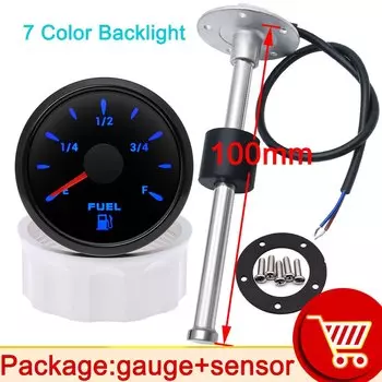 52 мм 0 ~ 190 Ом Цифровой водонепроницаемый датчик уровня топливного бака Универсальный датчик уровня топлива 100-550 с 7 цветными светодиодный индикатором масляного бака
