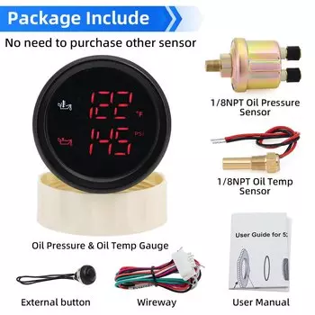 52 мм 2 в 1 цифровой датчик температуры масла и давления масла 50 ~ 150 Цельсия термометр индикатор масляный пресс 0 ~ 10 бар для лодок и автомобилей