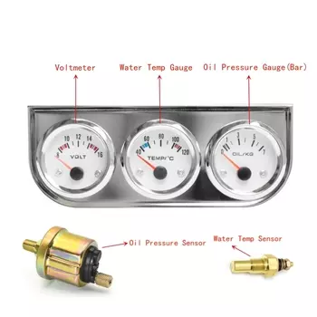 52 мм 3 в 1 манометр масла + вольтметр + комплект датчика температуры воды с датчиком датчика температуры масла Вольтметр Пресс масла Тройной измеритель