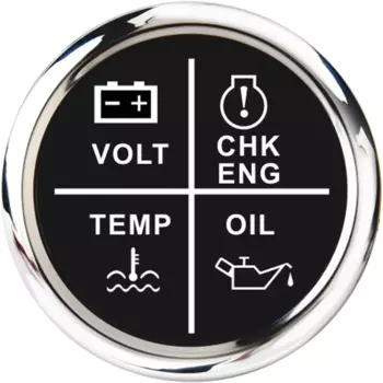 52 мм 4 светодиодный датчик сигнализации, измеритель напряжения/масла/температуры воды/проверка двигателя, индикатор сигнализации, подходит для автомобиля, лодки, 12 В, 24 В по индивидуальному заказу