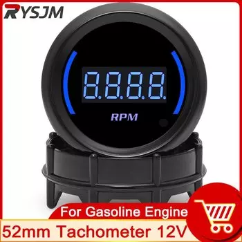 52 мм автоматический тахометр синий светодиодный измеритель 0-9000 об/мин автомобильный датчик 1-8 цилиндров 12 В бензиновый автомобильный счетчик