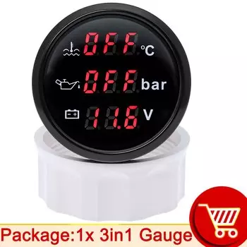 52 мм цифровой 3 в 1 многофункциональный датчик температуры воды измеритель давления масла 10 бар напряжение с сигнализацией для автомобиля, лодки по индивидуальному заказу