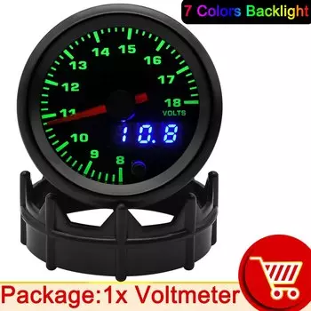 52 мм датчик напряжения автомобильный вольтметр с 7 цветами подсветки вольтметр индикатор 8 ~ 18 В тестер батареи аксессуары по индивидуальному заказу